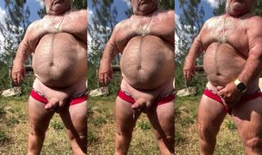 Edging my cock in slow motion wearing wet panties