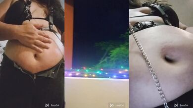 Her bulging belly rubs shaved pussy while solo bondage turns her into a moaning mess