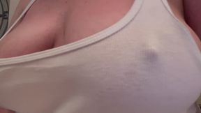 POV Sexy White Top Without A Bra for DDD Tits & Nipples Popping Out! Voluptuous!