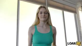 Blonde teen gets fucked by loan officer for credit in POV scene