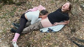 Public embarrassment for slutty nympho in leggings