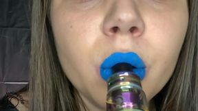 Vaping Close-up with Blue Lipstick