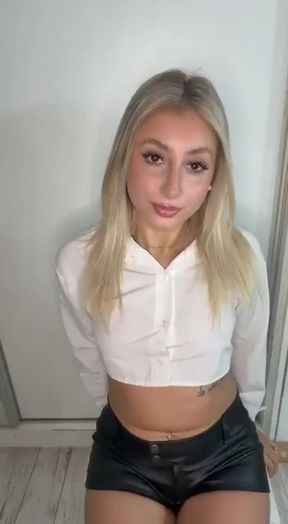 French bulldog gets a dirty blowjob from an eager mistress