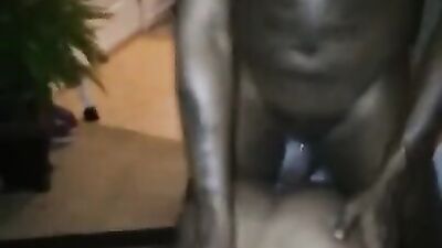 Black man's bubble butt takes a big black cock and a creampie