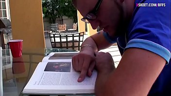 Pretty besties study group with nerd guy turns to nasty orgy