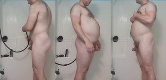 Giant Shower Hose Belly Gets Fucked Puffed Plugged Raw
