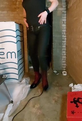 Crossdresser in tight pants