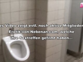 Concupiscent German blond gets drilled by a stranger in a public throne room