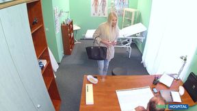 Busty Blonde Seeks Aid in Doctor's Toilet - Fake Hospital
