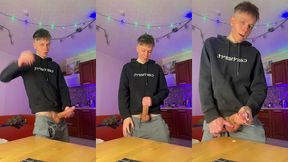skinny boy making a huge mess with his thick dick