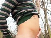 Twink belly grows under a sweater outside - air belly inflation