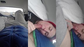 mtf asian american redhead shemale cum slut impregnablelexa sucks and fucks in public in the back of a car in a gas station parking lot