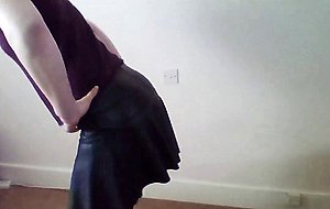 Crossdresser uses vibrator
