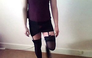 Crossdresser uses vibrator