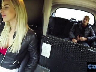 CZECH XXX - Sexy Golden-haired Taxi Driver with Hugh TITS gets Vagina Licking Orgasms