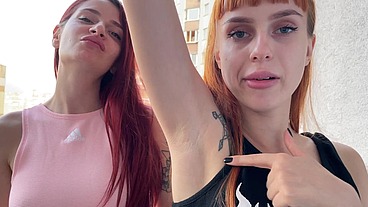 POV Double Spitting and Armpits Femdom With Mistresses Sofi and Kira