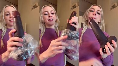 Blonde baddie destroys her tight pussy with a massive BBC dildo