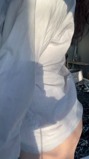 Play with tight hairy anal finger