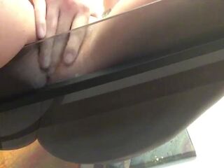 Squirting On A Glass Table THERAWHONEY