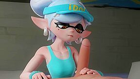 Sweet 3d Cutie Splatoon Marie Jerks Off Big Dick With Sexy Feet