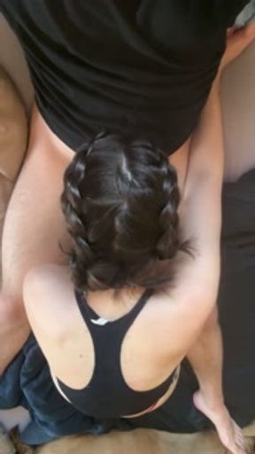 College girl gives sloppiest head I've ever had then takes backshots