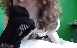 Trans solo in fishnets cumming