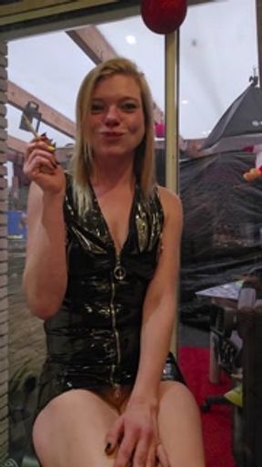 Smoking cigarette in a latexdress @lotteNaughtyGirl