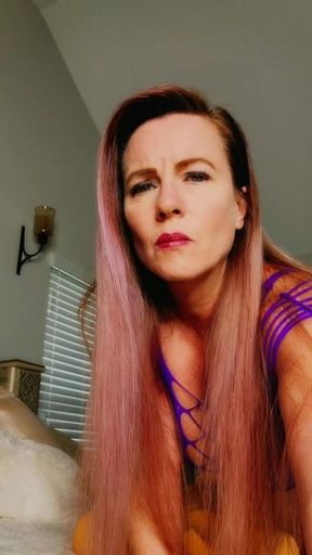 Sexy MILF Nikki In A Purple Strappy Dress Riding Male Torso Sex Doll