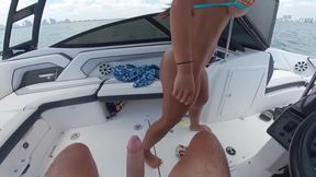 Fit MILF's Blowjob on Private Yacht