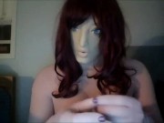 Angel's Night Pt3! Wearing female mask and masking in female silicone hand gloves!