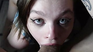 Stupid CUMDUMPSTER throat my dick when I spit and slap her in the face