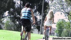 ”University babe Layla Price summer bike ride looking to fuck”