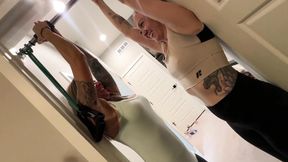 Two girls give double blowjob, drain one guy's jewels
