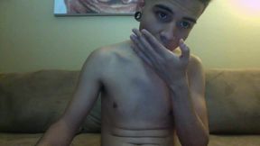 Twink on Couch Stroking Dick Till He Cum