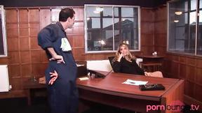 ”Snatch fingered mommy boss fucks janitor”