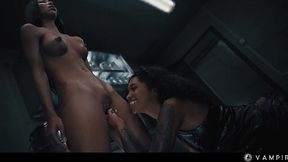Hot Latina Vampire Babe Dominates Thick Ebony Chick in Rough Lesbian Fuckfest