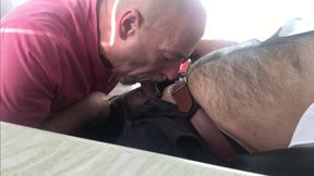 Dad sucking hairy cub