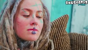 Tattooed dreadlock babe in high heels takes big cock