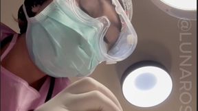 4 min POV PPE Nurse Luna Collects a sperm sample, watch me perform a medical exam on you with my medical instruments, then manual collect a sample from you! Wearing: Goggles, Scrub cap, Pink Isolation surgical gown, littmann stethoscope, gloves