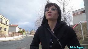 Big-breasted Brunette With Glasses Fucks For Some Cash