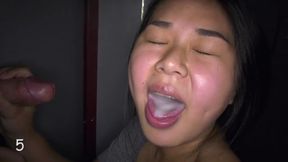 draining a big load down her throat 1st visit