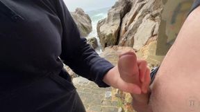 Walk By The Sea Ends With Huge Cumshot After Handjob
