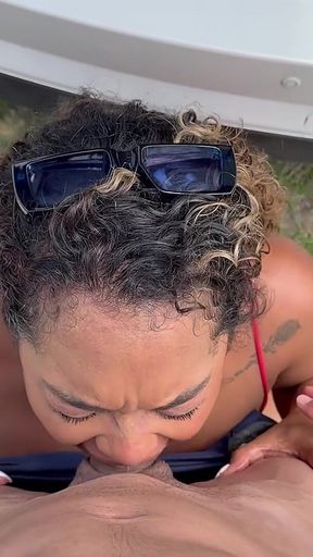 Beautiful Ebony MILF with Big Ass Rides a Huge Dick While Her Husband Is Not Around