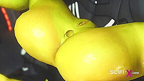 Crazy anal alien sex with a huge cock in the spacecraft