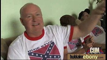 Ebony in a huge bukkake 11