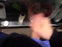 Risky Jerk Off at Work Cumming at the Bar