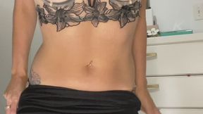 Oily footjob after a long day at work in sexy nude lingerie