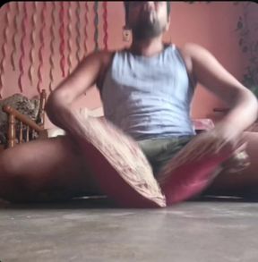 Watching very hard boobs fucking video and feel same fun with pillows at high hornyer