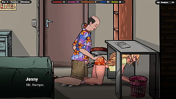 The landlord secretly cums on Jenny&#039_s ass while she&#039_s under the table. Hentai Game