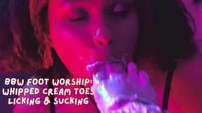 BBW Foot Worship: Whipped Cream Toes Licking & Sucking